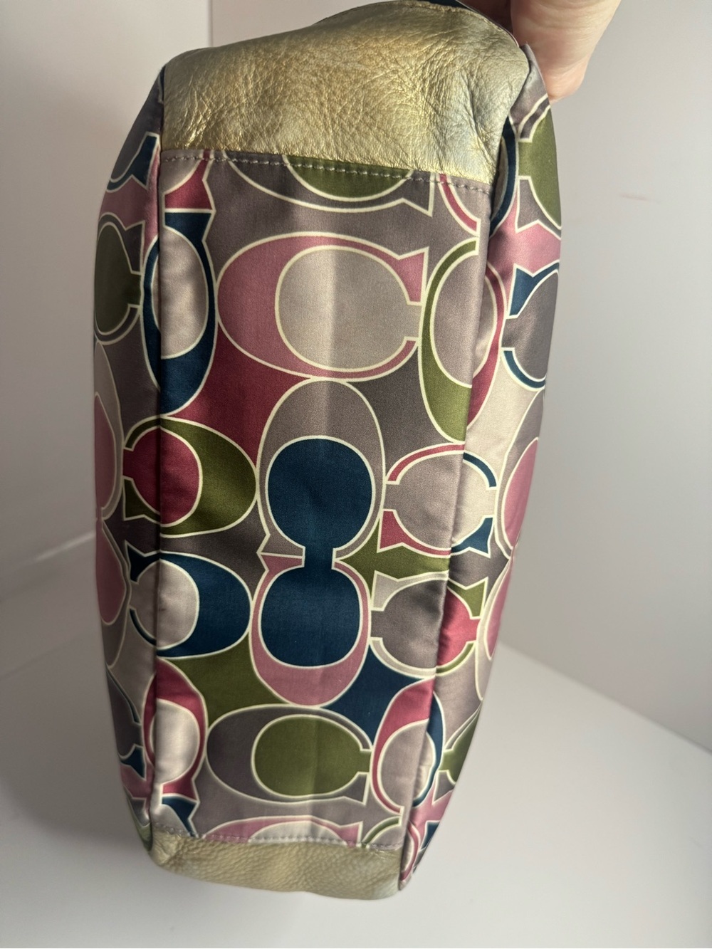 #300 Coach Signature Gallery Scarf Sateen Shoulder Tote Bag - Picture 8 of 15